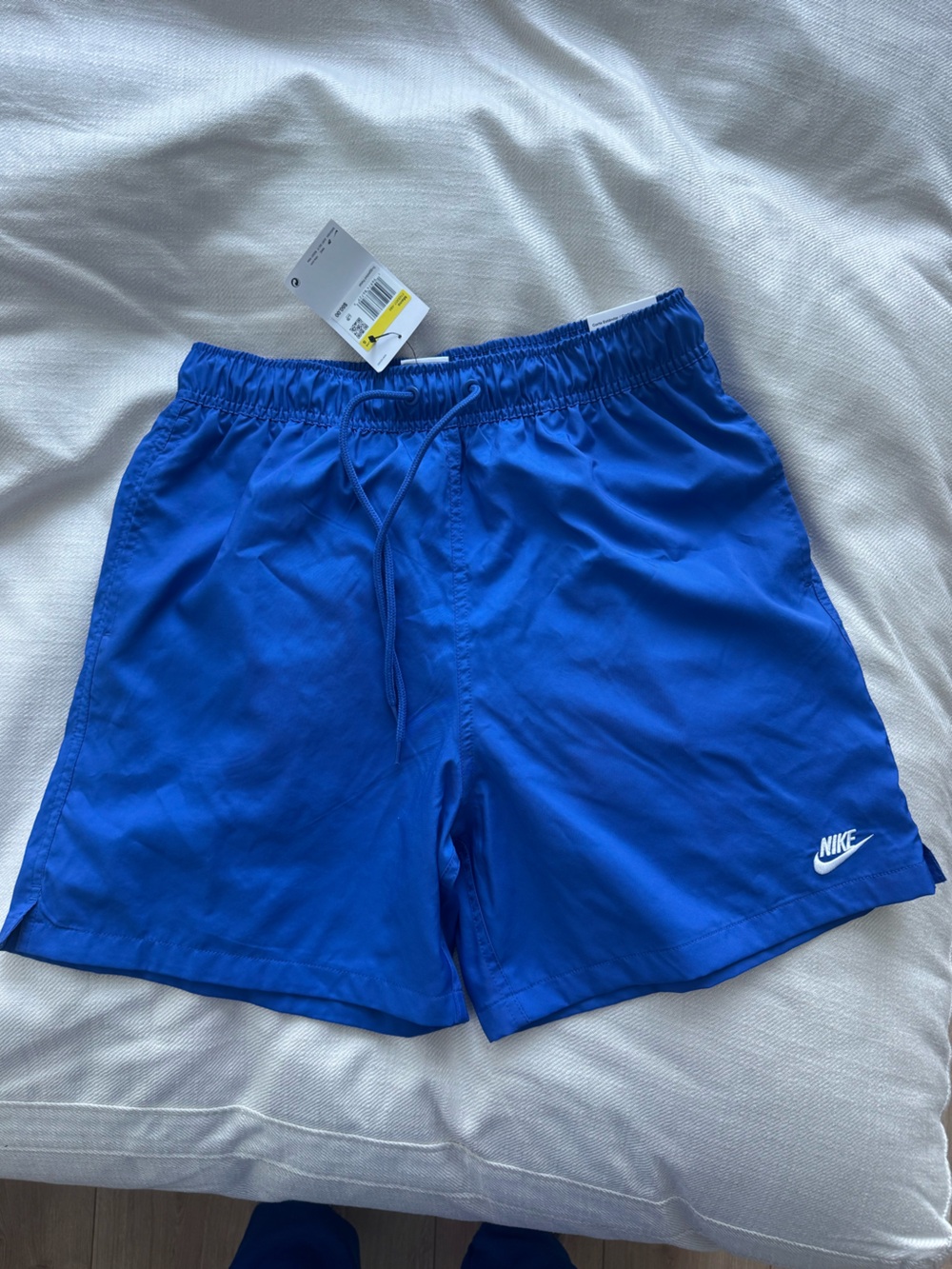 Nike Blue Men's Swim Trunks with White Logo